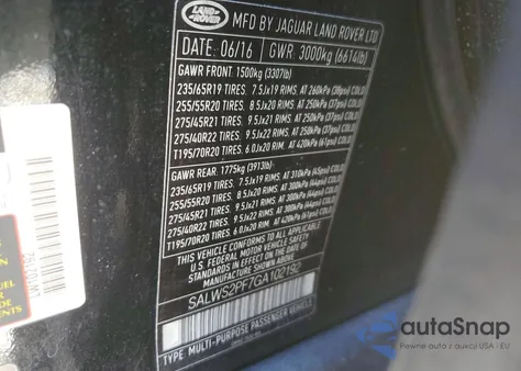 2016 Land Rover Range Rover Sport Hst из США, поврежденный, VIN SALWS2PF7GA102192